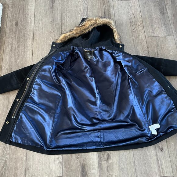 J. CREW Chateau Parka in Italian Stadium Cloth Wool Black Size 10 - Picture 8 of 11